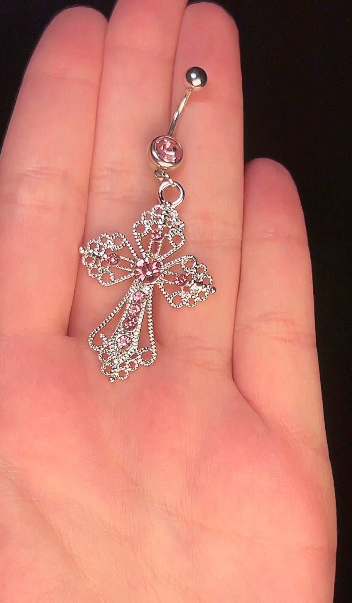 Chunky Y2K Silver Cross Belly Button Ring