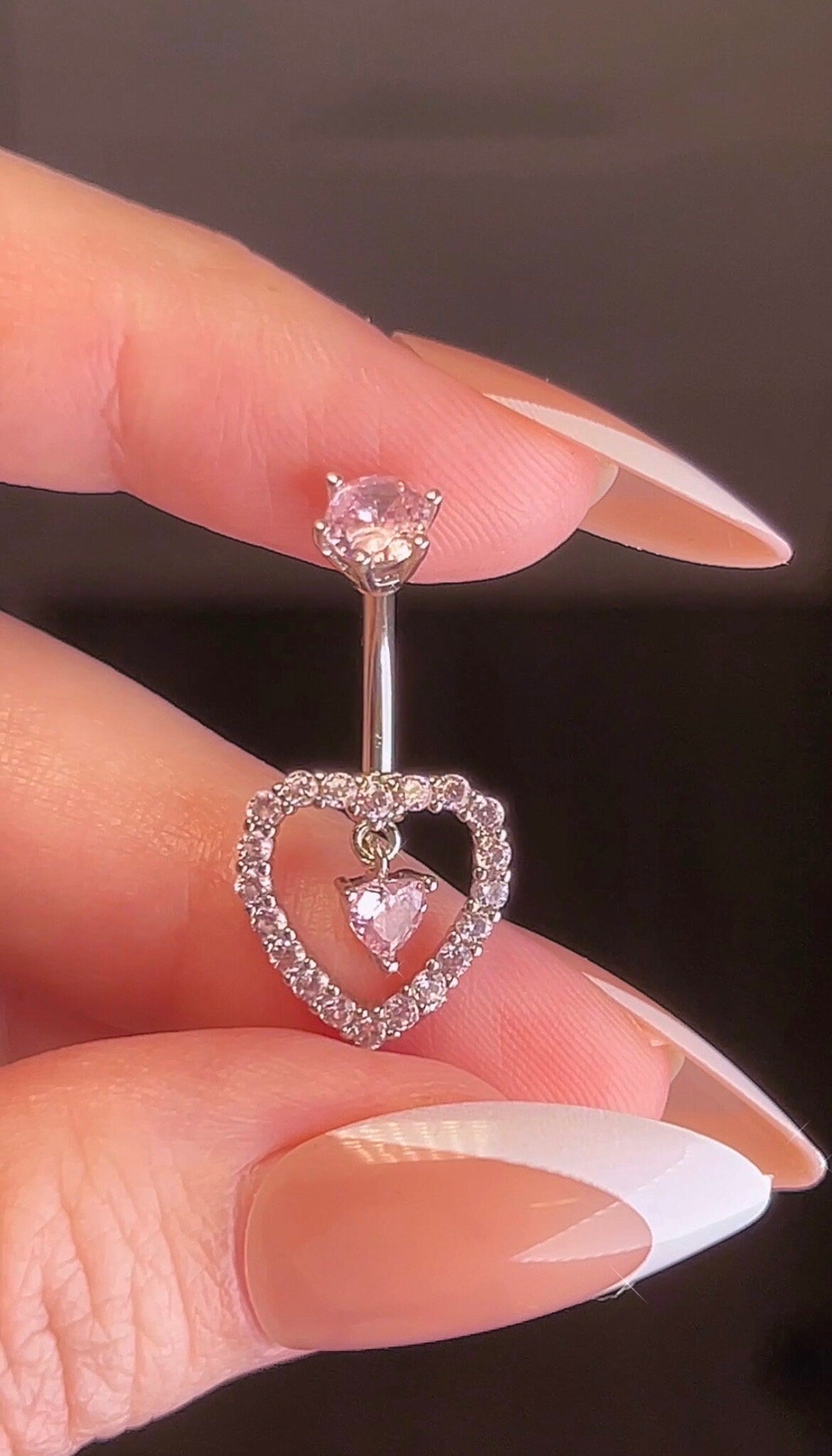 Emerald Heart Belly Button Ring