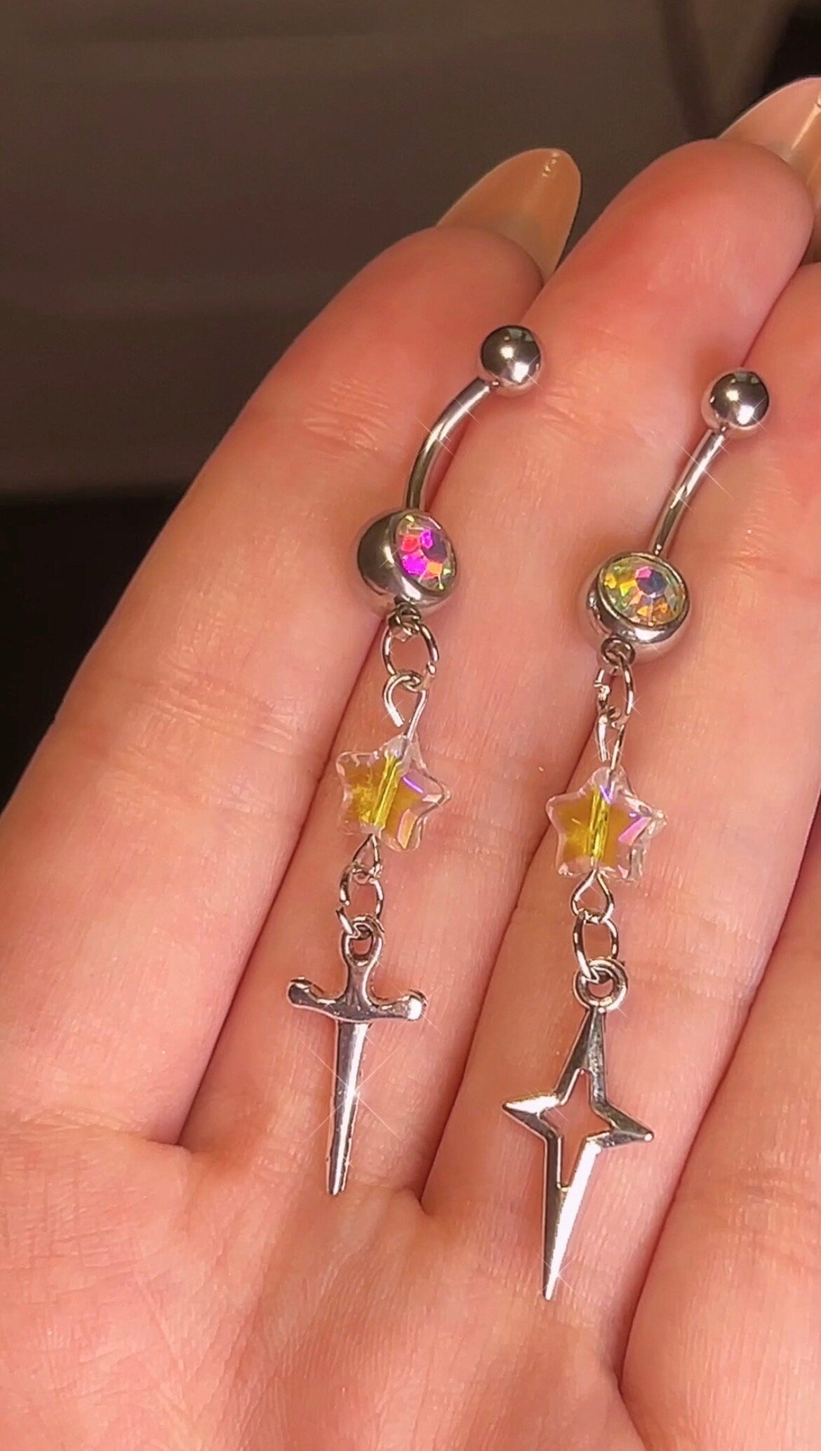 Aesthetic Charm Iridescent Star Belly Rings