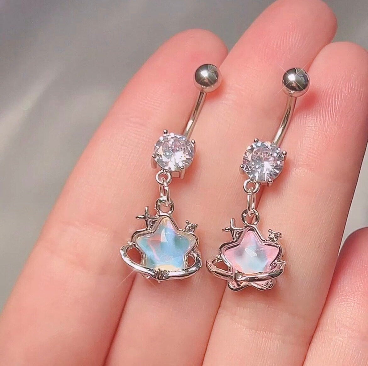 Opalescent Star Charm Belly Ring