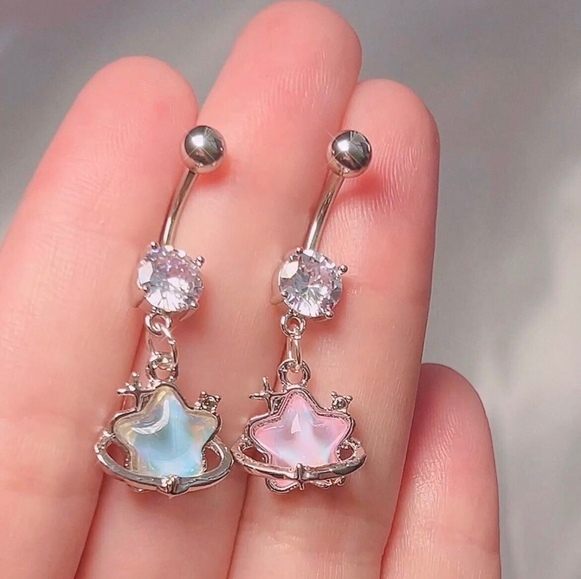 Opalescent Star Charm Belly Ring