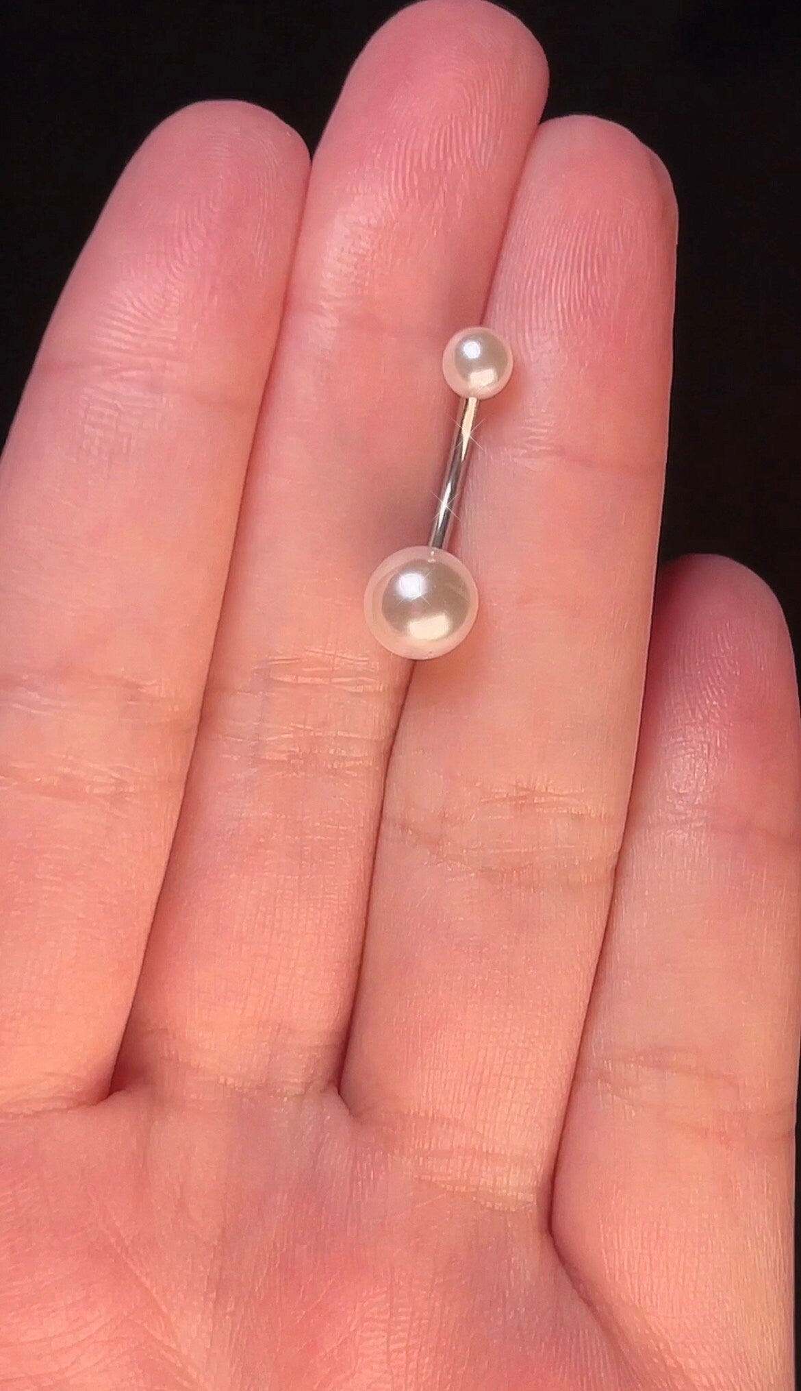 Pearl Minimal Belly Button Ring | Double End Belly Bar