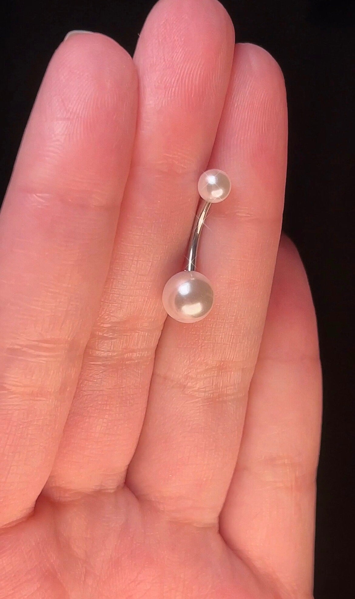 Pearl Minimal Belly Button Ring | Double End Belly Bar