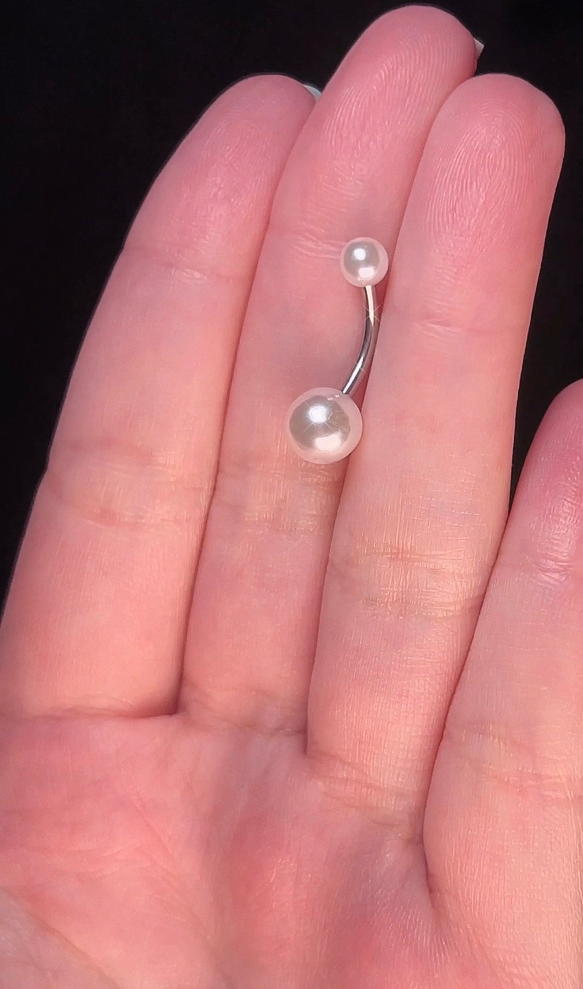 Pearl Minimal Belly Button Ring | Double End Belly Bar