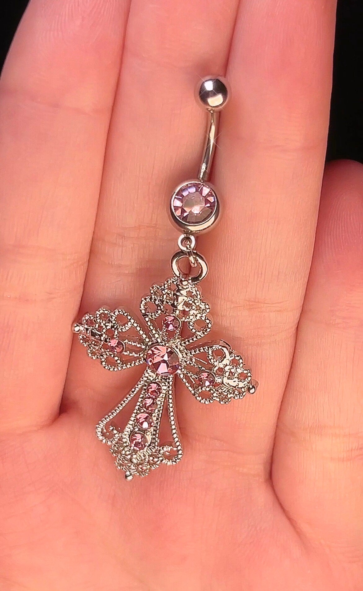 Chunky Y2K Silver Cross Belly Button Ring