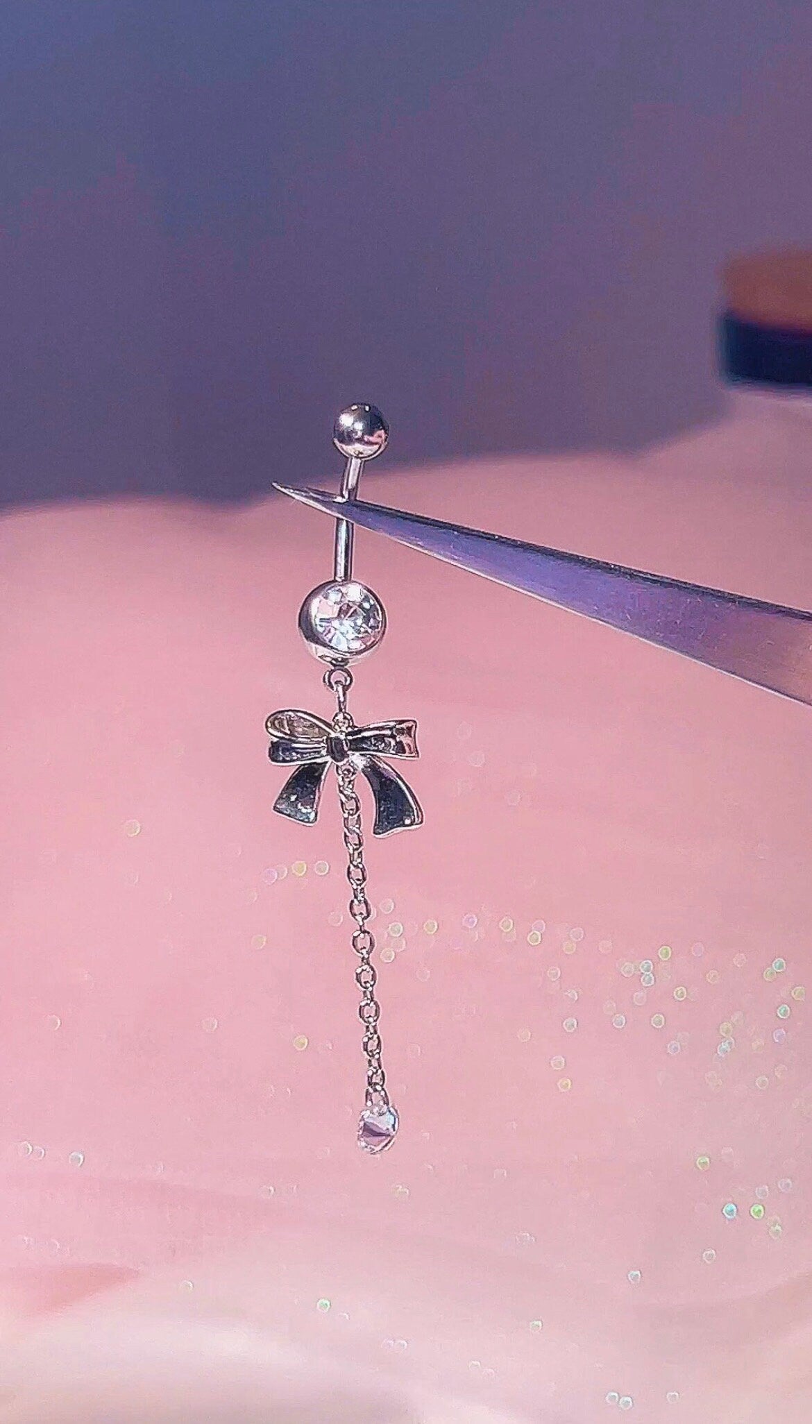 Chain Dangle Bow Belly Ring