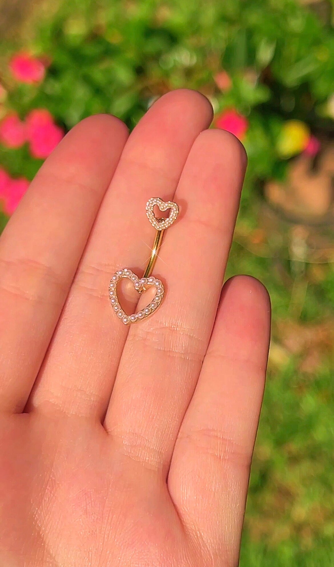Pearl Heart Belly Button Ring