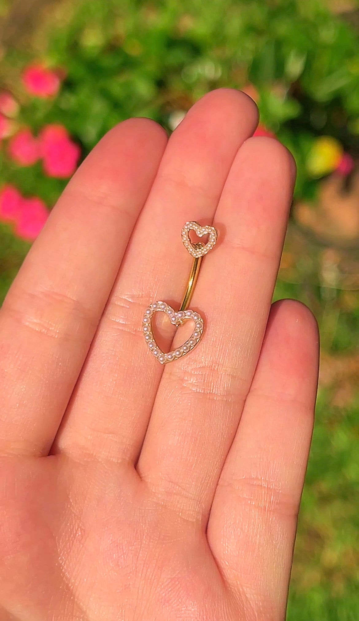 Pearl Heart Belly Button Ring