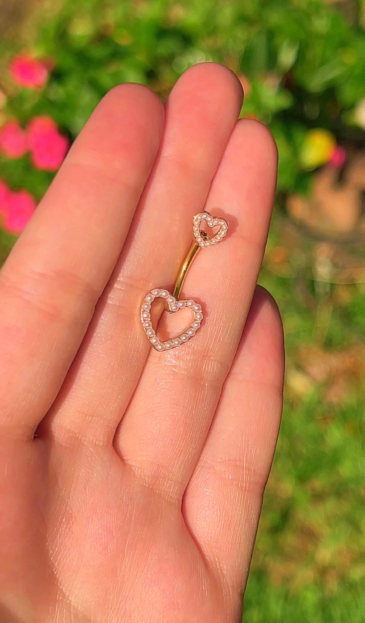 Pearl Heart Belly Button Ring