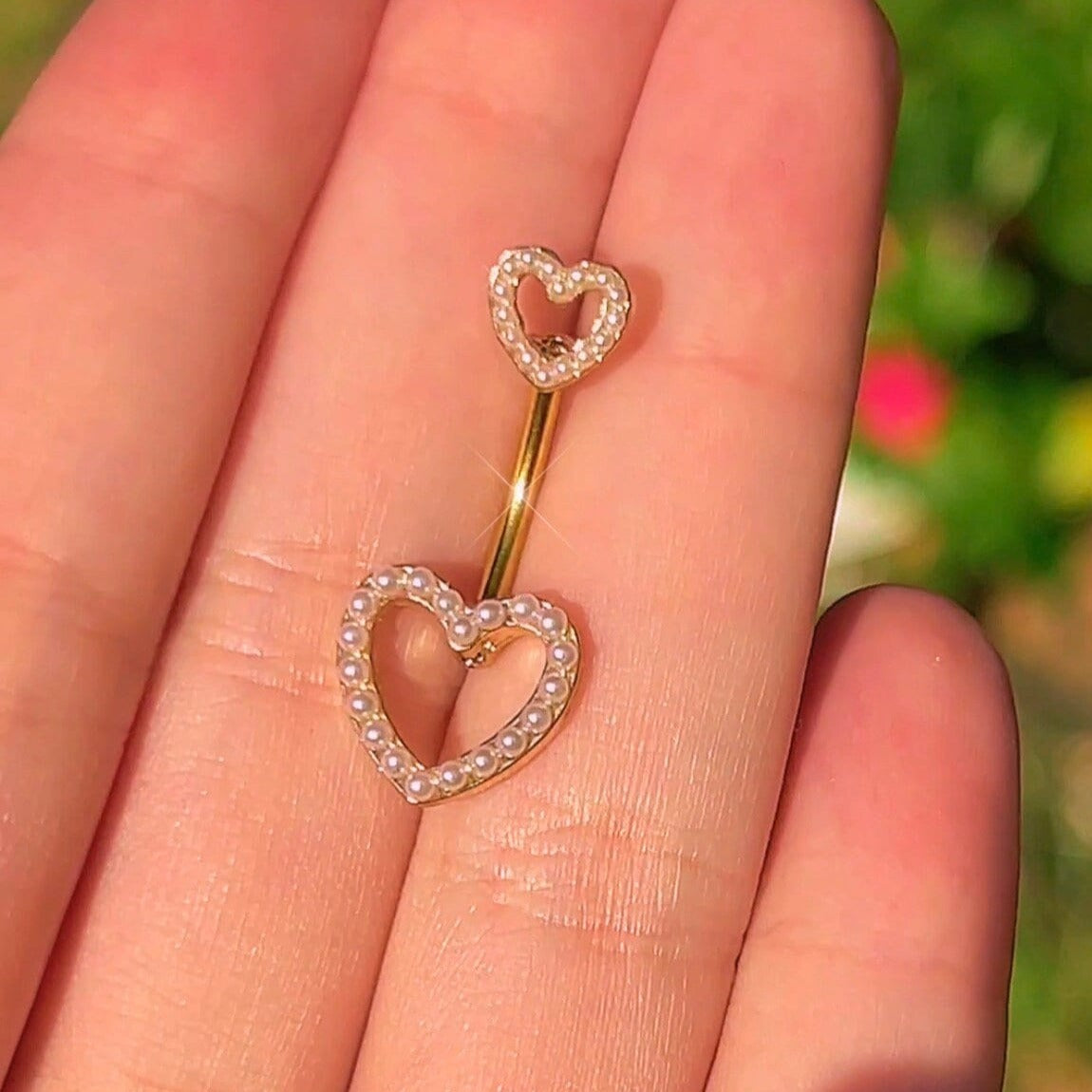 Pearl Heart Belly Button Ring