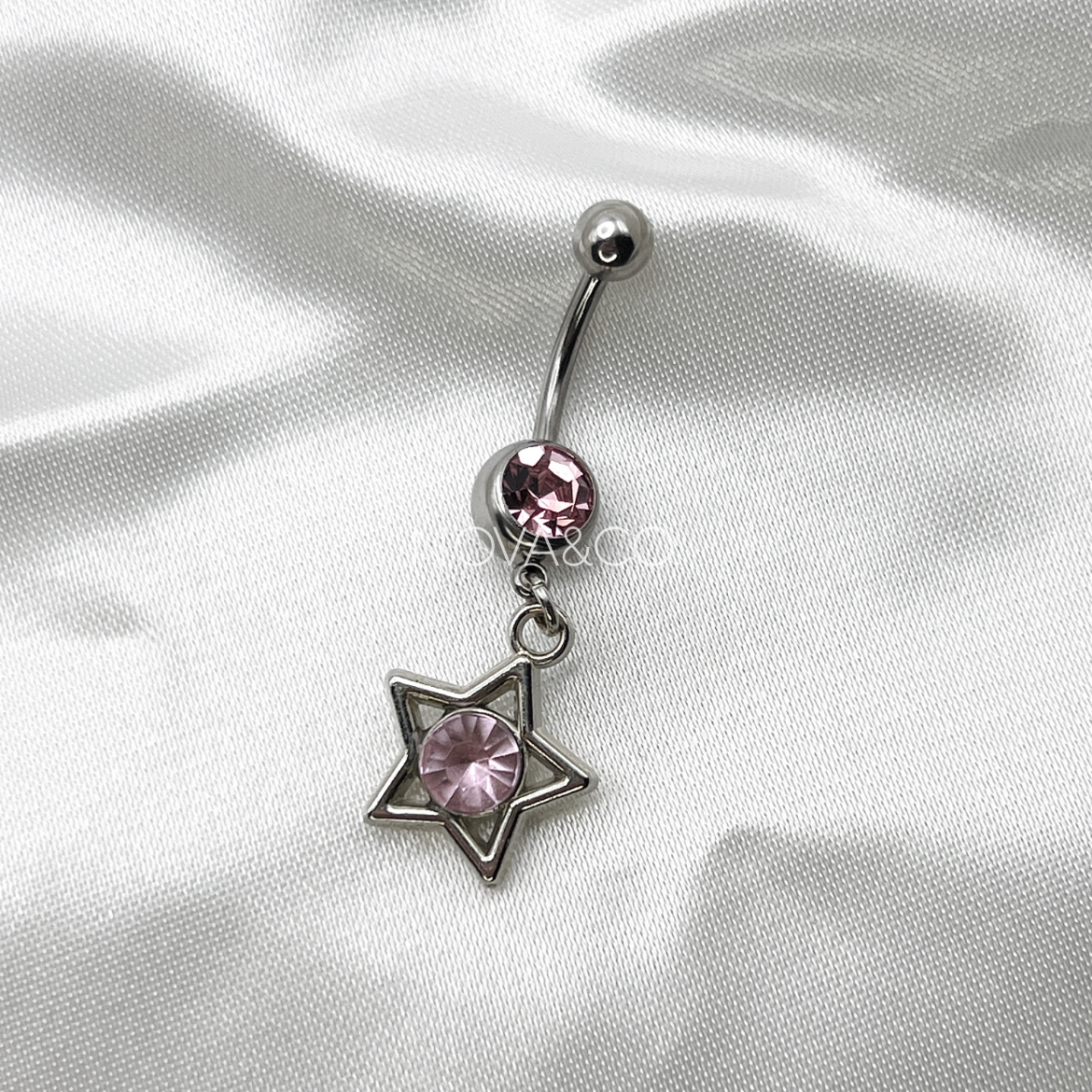 Pink Star Drop Belly Ring