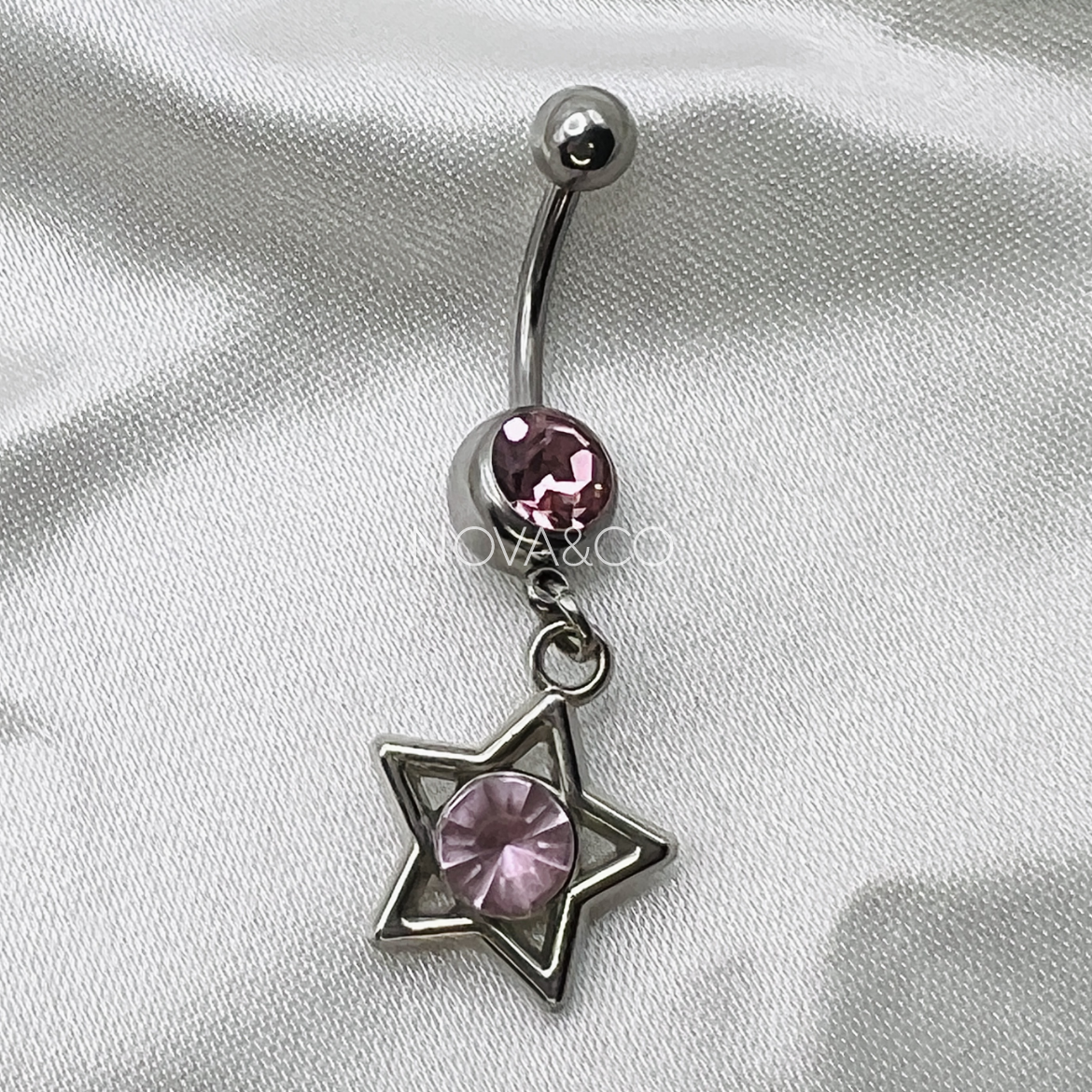 Pink Star Drop Belly Ring