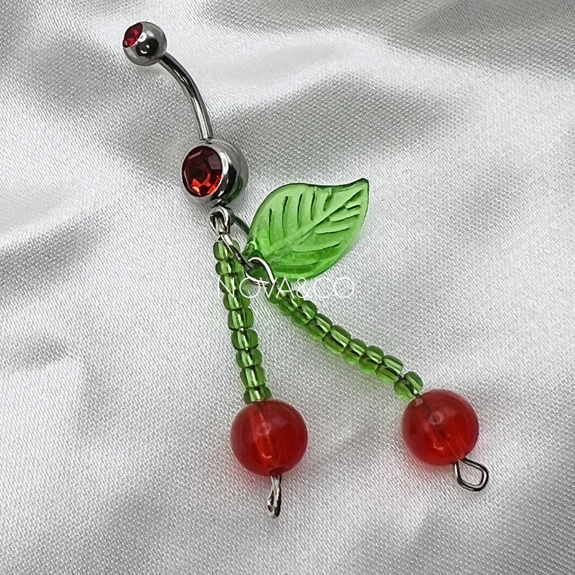 Beaded Cherry Dangle Belly Ring