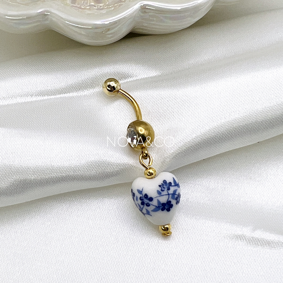 Porcelain Heart Belly Ring