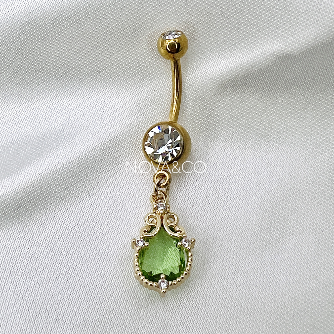 Teardrop CZ Dangle Belly Ring