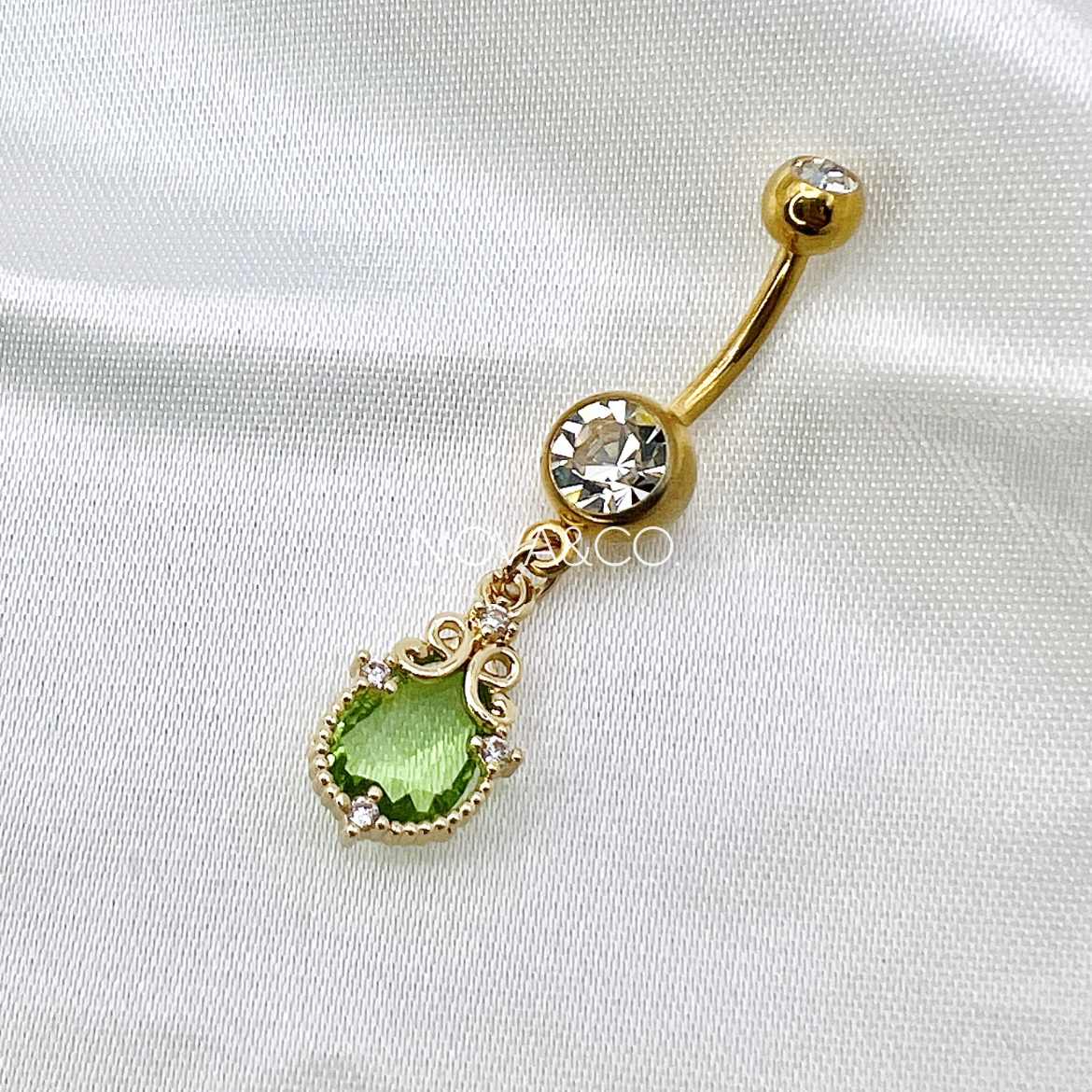 Teardrop CZ Dangle Belly Ring