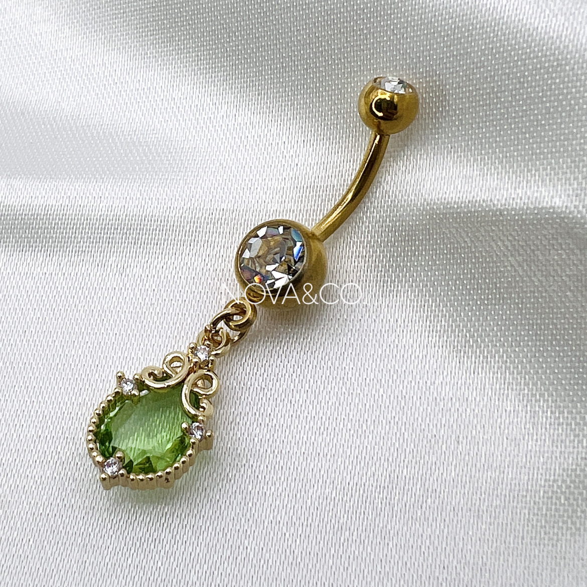 Teardrop CZ Dangle Belly Ring