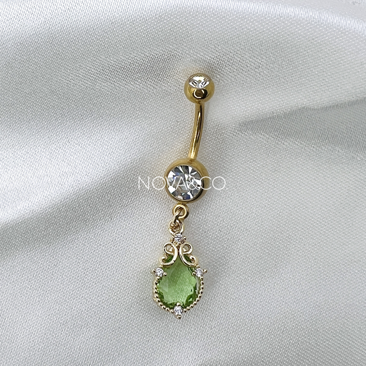 Teardrop CZ Dangle Belly Ring