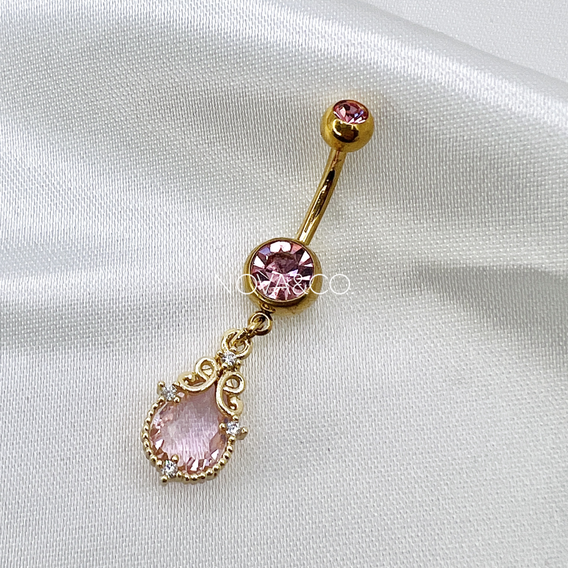 Teardrop CZ Dangle Belly Ring