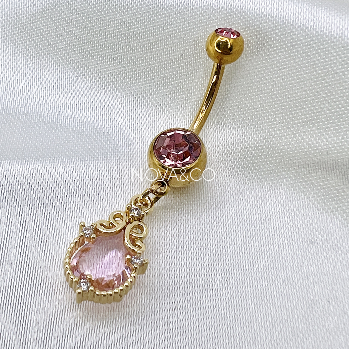Teardrop CZ Dangle Belly Ring
