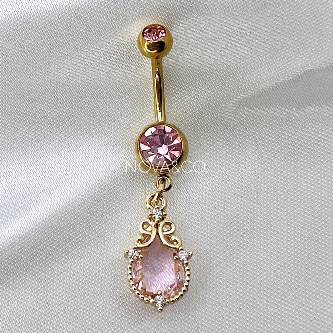 Teardrop CZ Dangle Belly Ring