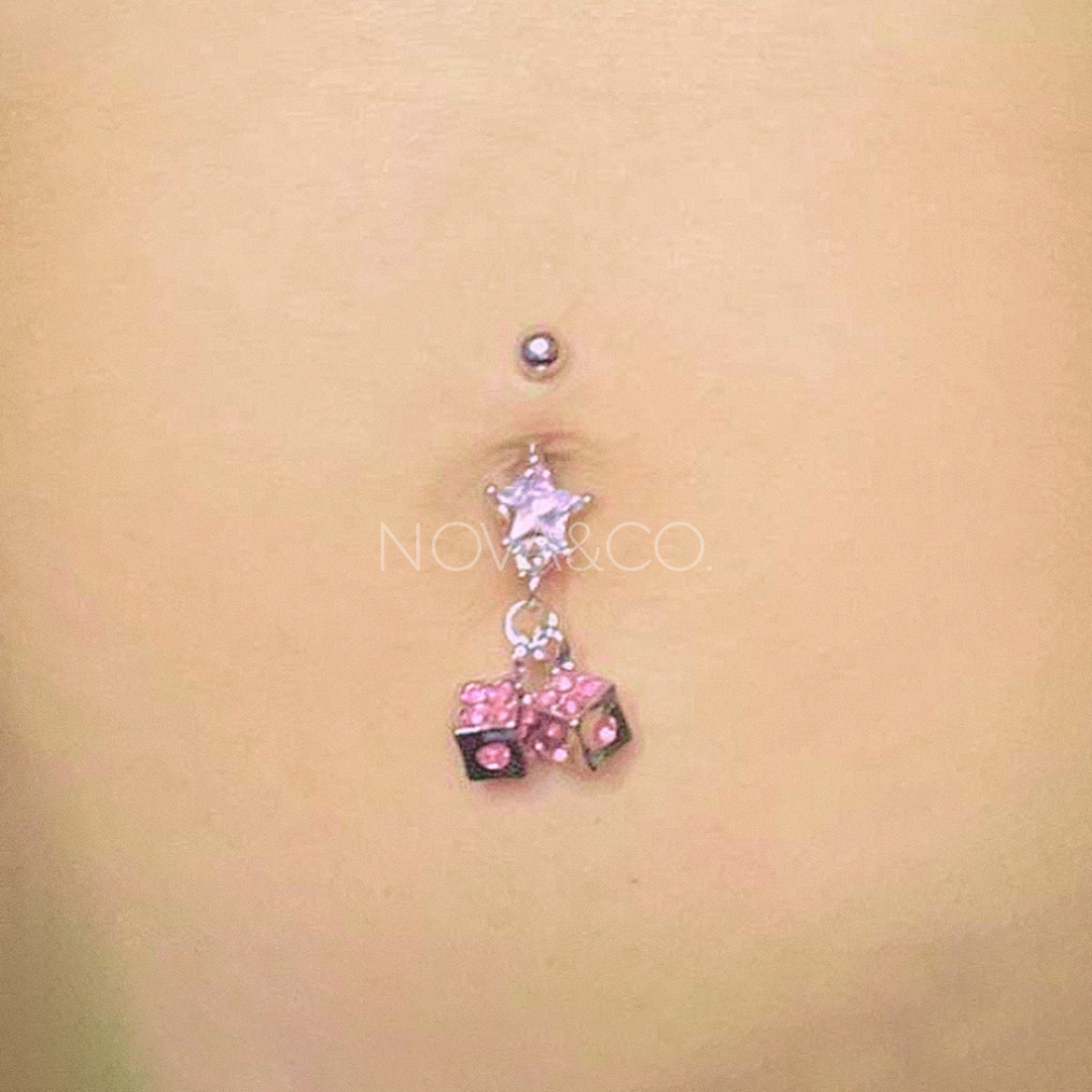 Pink Dice Belly Ring