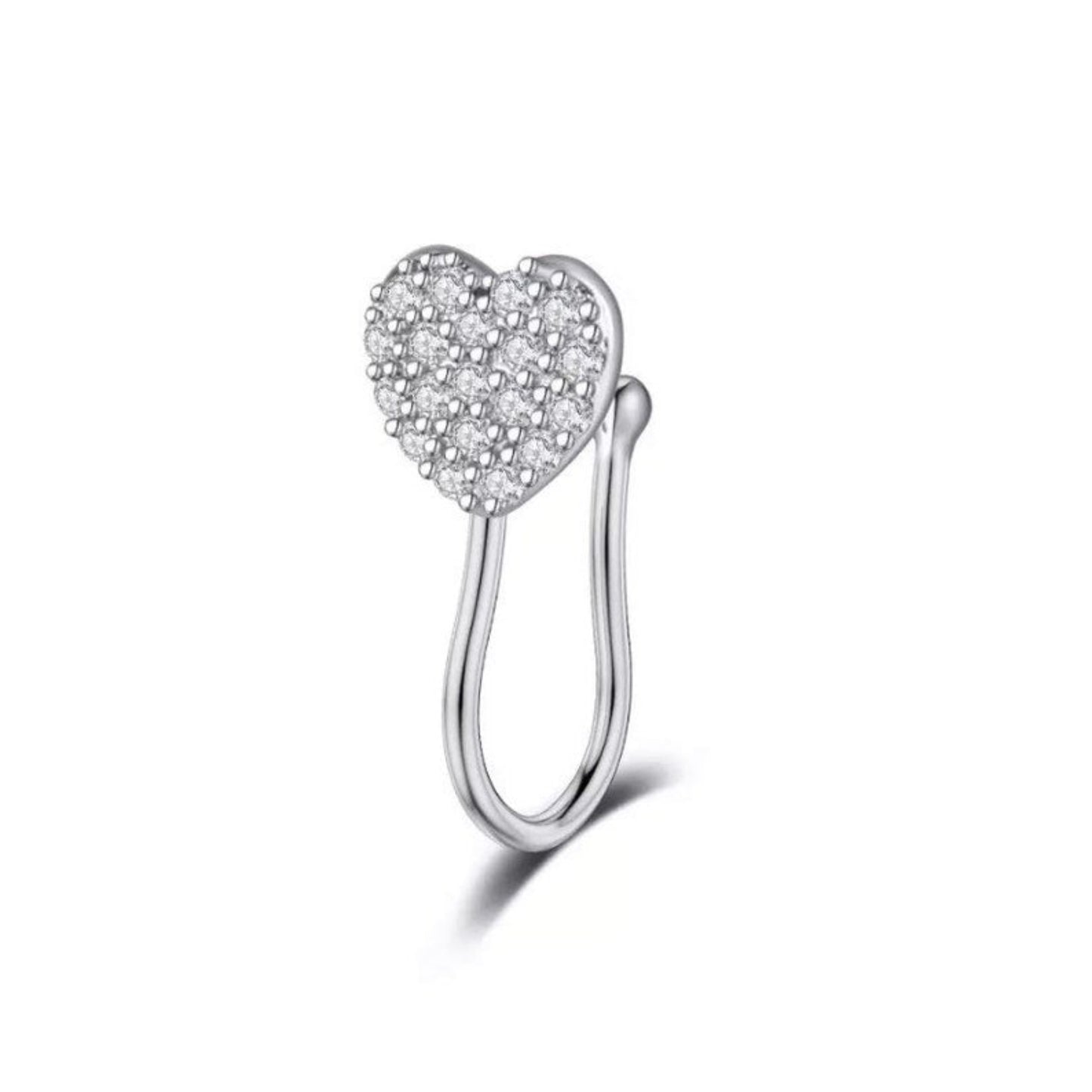Full heart nose cuff in silver