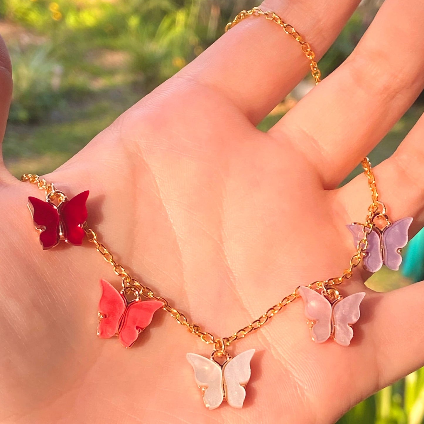 rainbow butterfly charm necklace