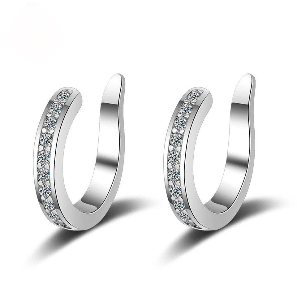 one silver pave ear cuff