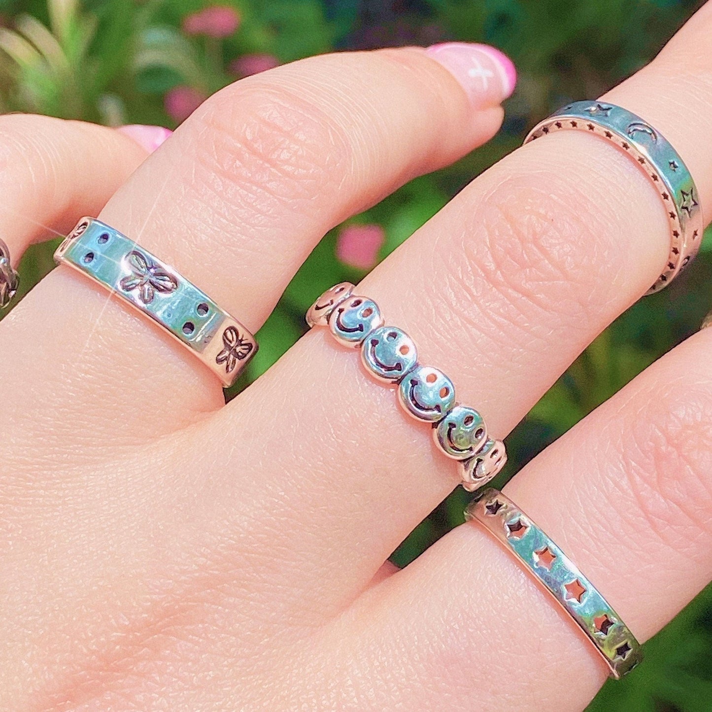 smiley face adjustable ring