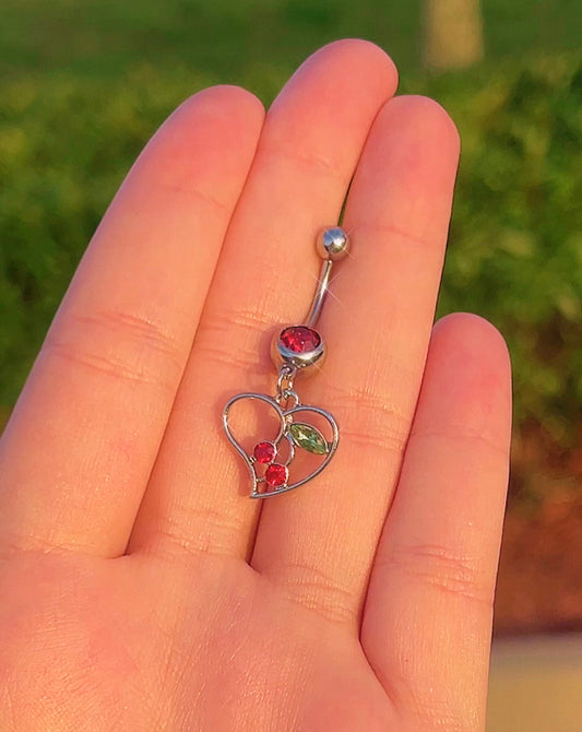 Cherry Heart Belly Ring