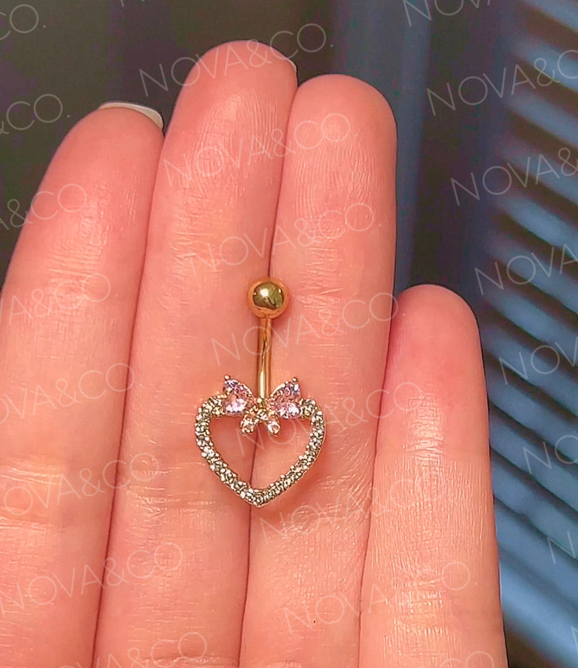 Heart Bow Coquette Belly Ring