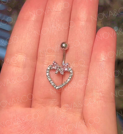 Heart Bow Coquette Belly Ring