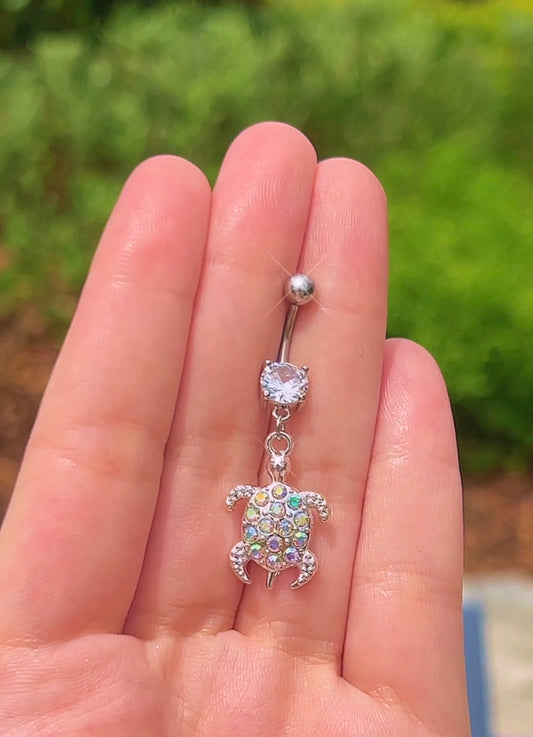 Opal Sea Turtle Belly Ring