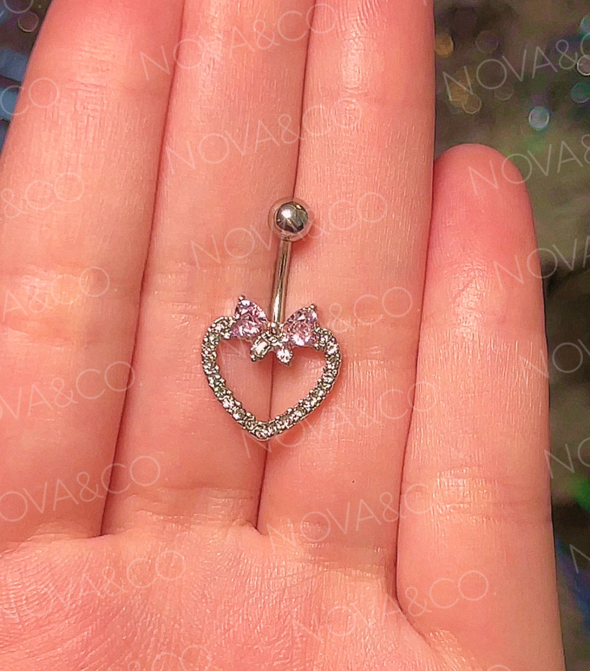 Heart Bow Coquette Belly Ring