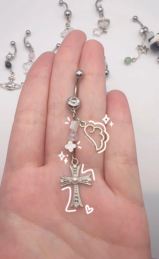 Angelic Cross Dangle Belly Ring