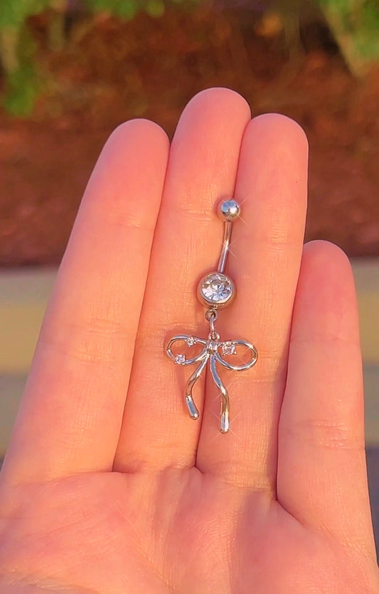 Sparkly Ribbon Dangle Belly Ring