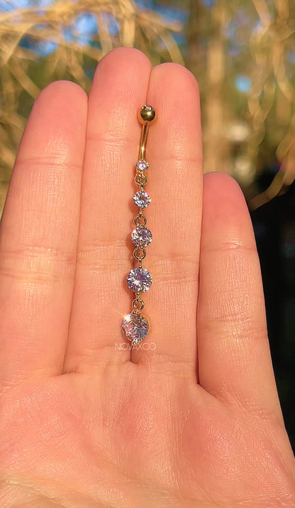 Gold Extra Long Dangly Belly Button Ring