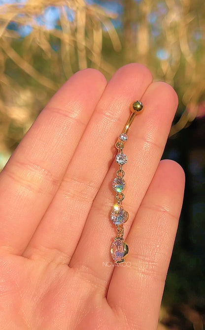 Gold Extra Long Dangly Belly Button Ring