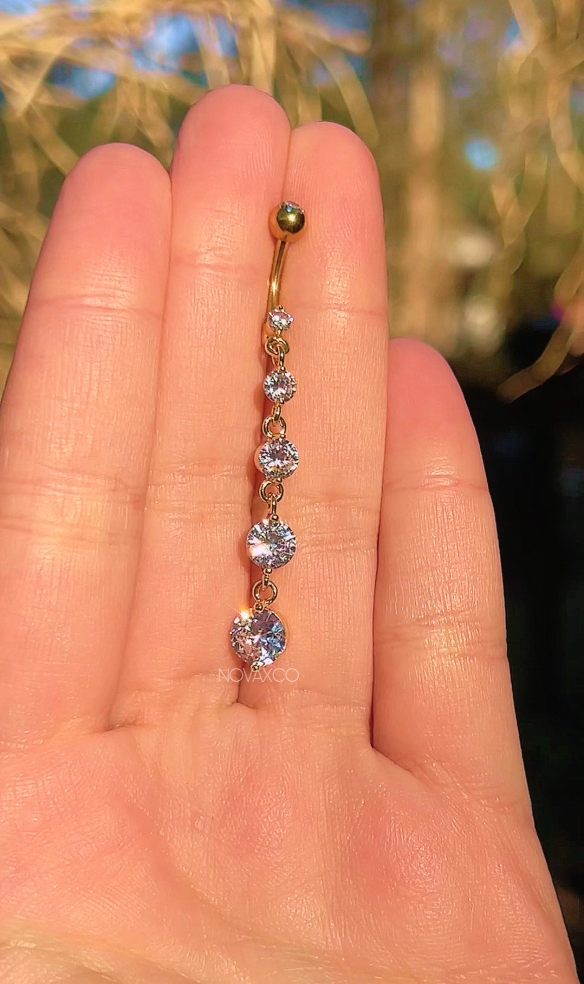 Gold Extra Long Dangly Belly Button Ring