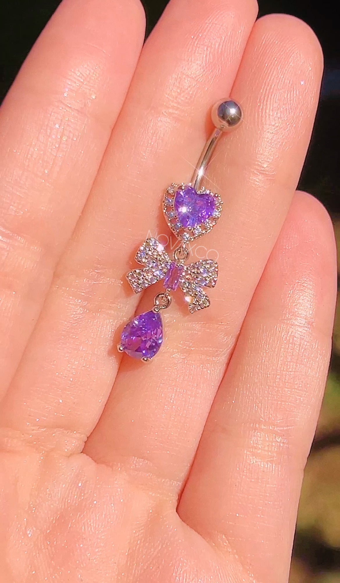 Lolita Heart Bow Dangle Belly Ring