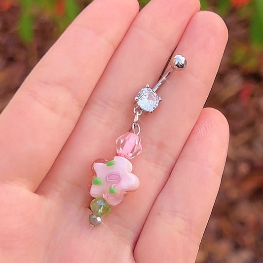 Glass Flower Cottagecore Belly Ring