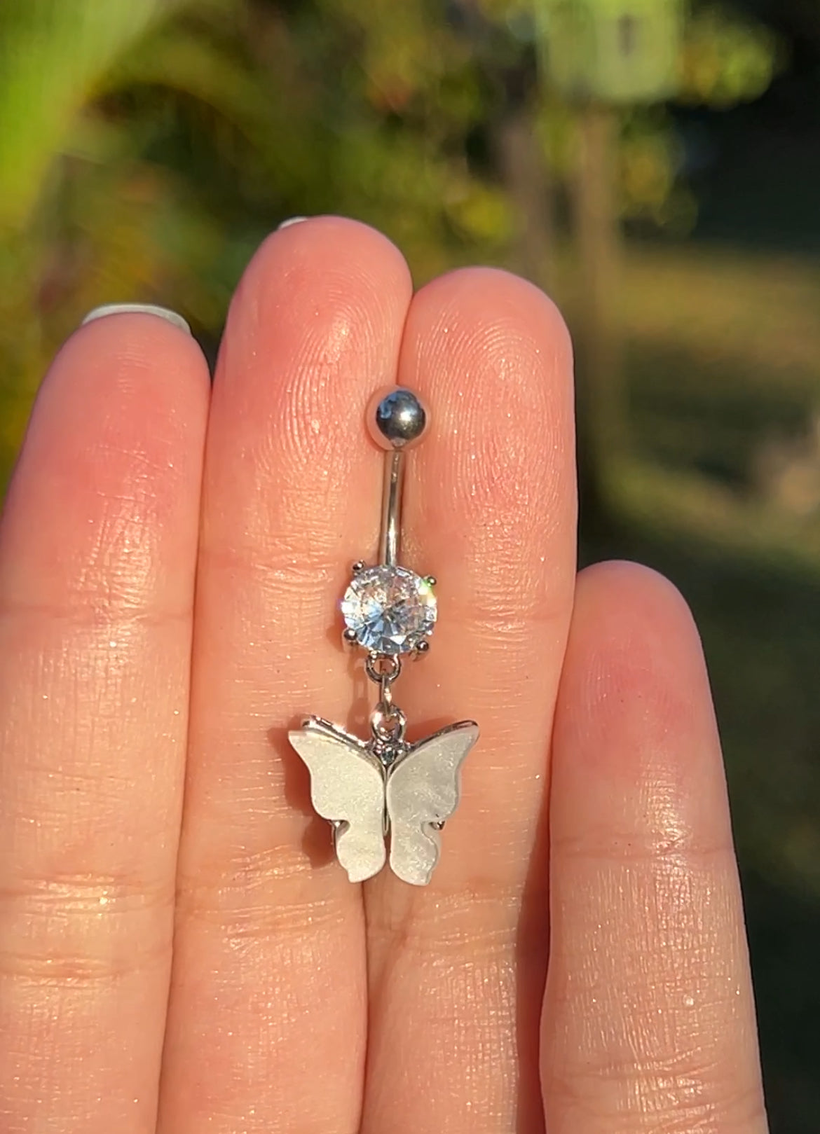 Pearlescent Butterfly Belly Ring