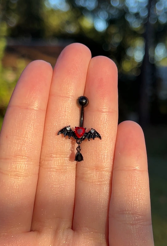 Bat Wing Heart Belly Ring