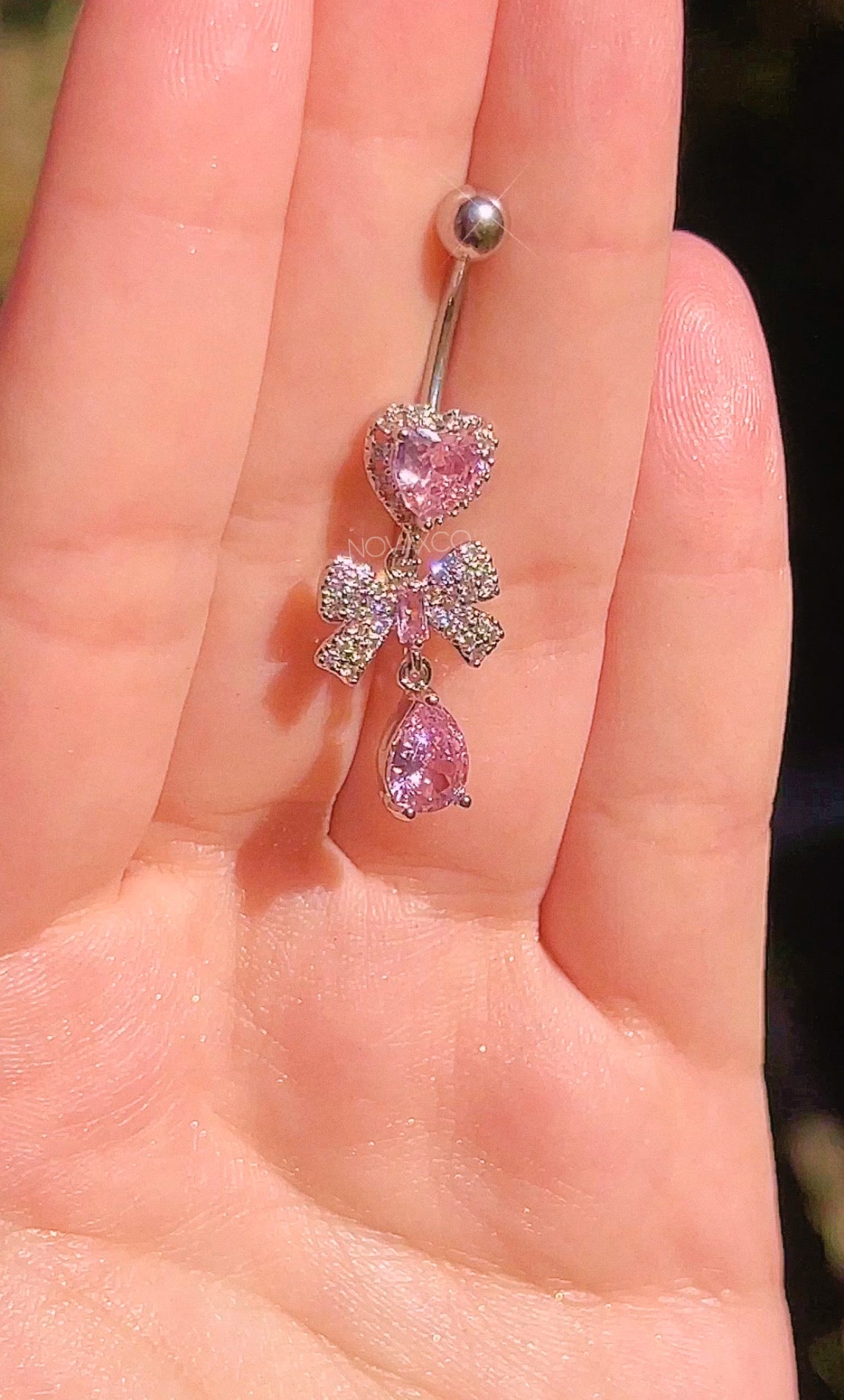 Lolita Heart Bow Dangle Belly Ring