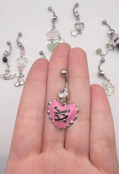 Y2K Lace Up Heart Belly Ring