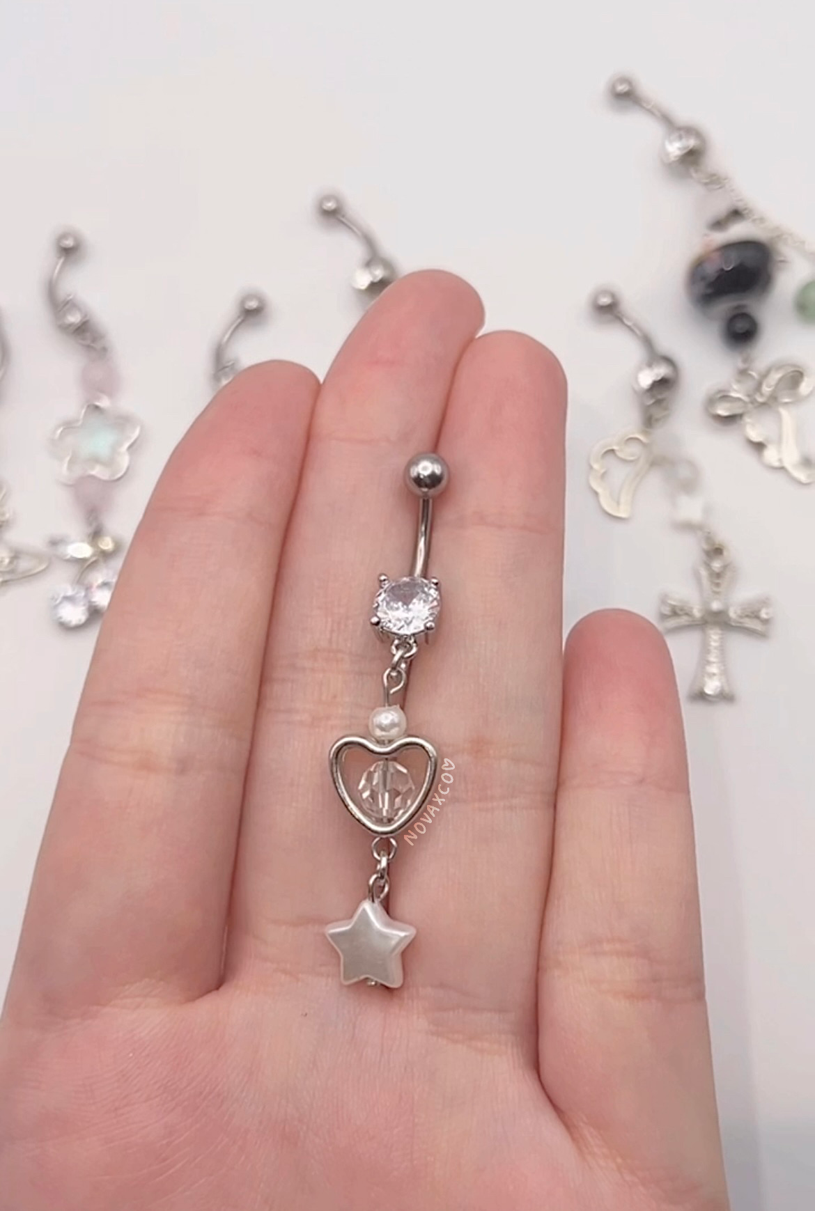 Y2K Heart Star Dangle Belly Ring