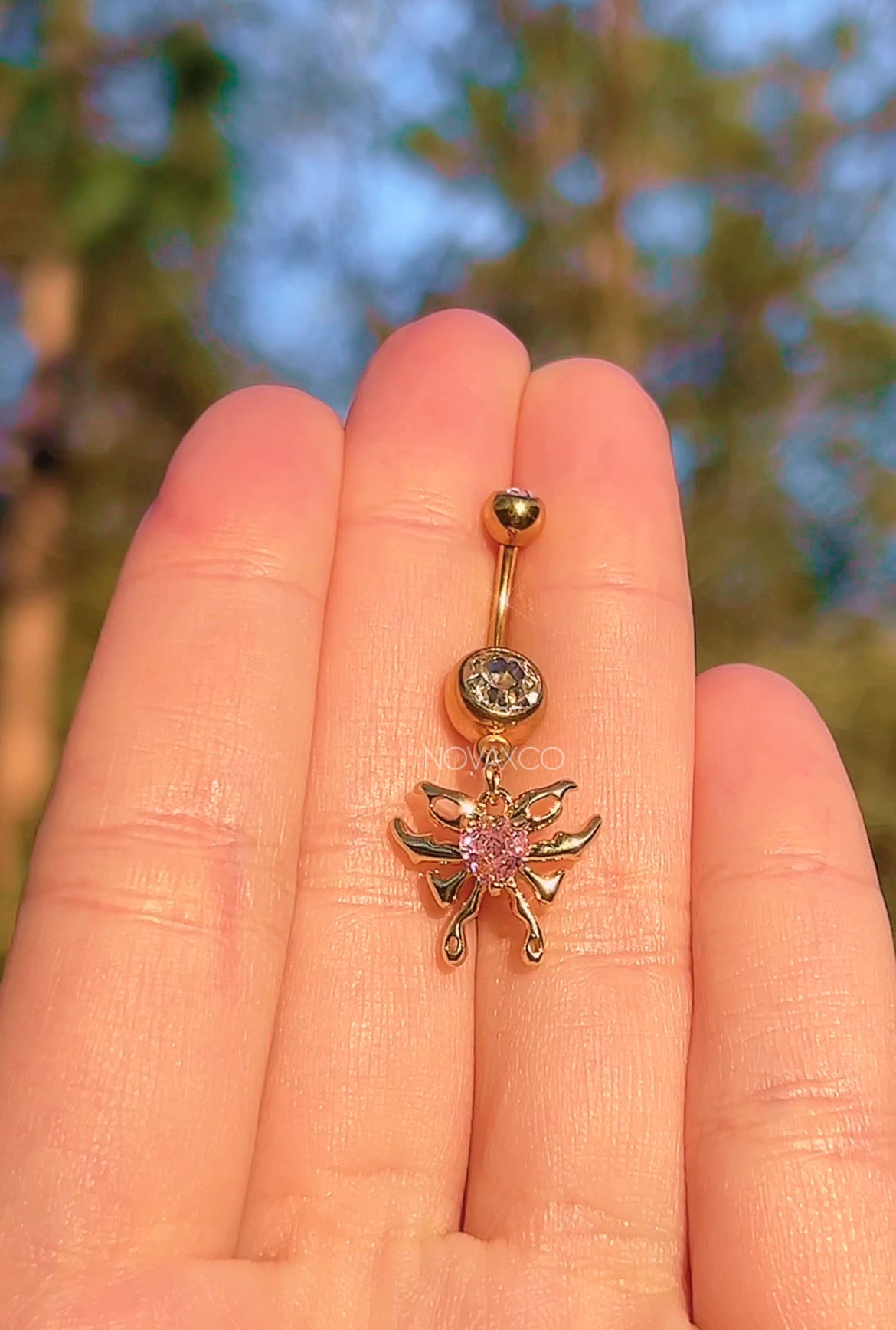 Dainty Gold Butterfly Belly Ring