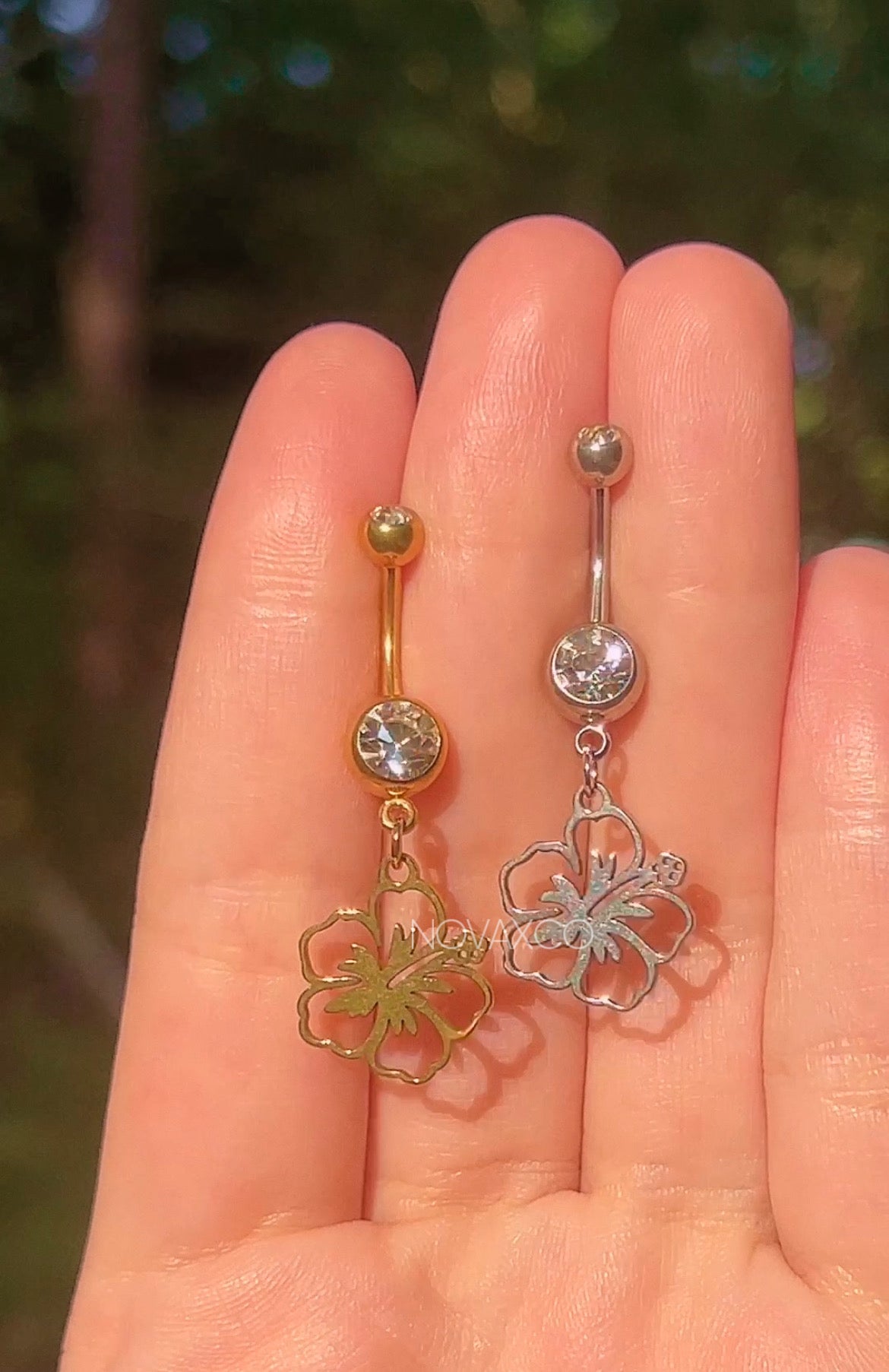 Minimal Hibiscus Flower Belly Ring