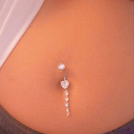 Long Heart Dangly Belly Ring